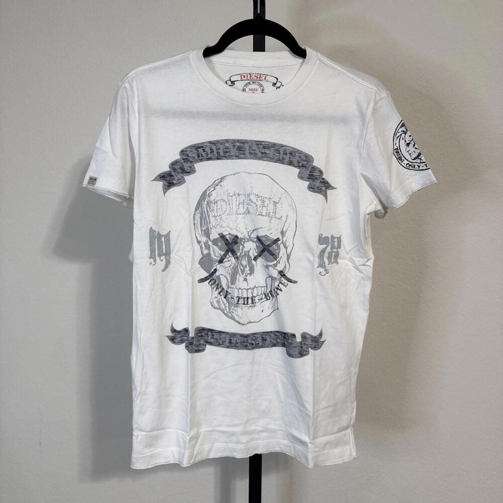 Vintage Y2K Diesel Skull Skeleton T-Shirt Rare Retro Hype 100% Cotton - SMALL